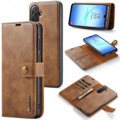 DG.MING 2-in-1 plånboksfodral till Samsung Galaxy A17 i cognac – med avtagbart skal