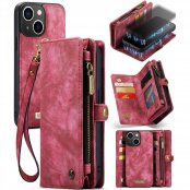 CaseMe Multi-Slot 2 i 1 Plånboksfodral iPhone 13 Röd