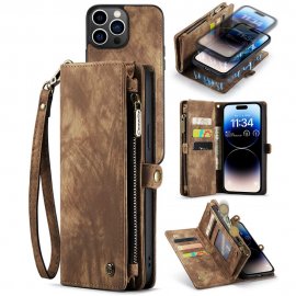 Köp CaseMe Multi-Slot 2 i 1 Plånboksfodral iPhone 14 Pro Max Brun Online