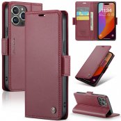 Plånboksfodral RFID-skydd iPhone 16 Pro Röd