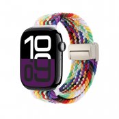 Regnbågsfärgat elastiskt vävt nylonarmband för Apple Watch 45mm Series 9 – frontvy