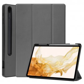 Köp Fodral Tri-Fold Galaxy Tab S7 Plus/S8 Plus 12.4 Med S Pen-hållare Grå Online