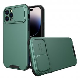 Skal iPhone 14 Pro med Kameraskydd i grön färg som visar designen