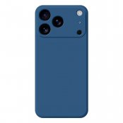 Baksida av iPhone 17 Pro Max med TPU-skal i blå färg, visar elegant design och passform