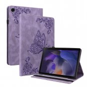 Samsung Galaxy Tab A11 Plus läderfodral i lila – fjärilsmotiv och vikbar funktion