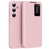 Samsung Galaxy A56 läderfodral rosa med smart vy och magnetisk stängning