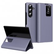 Läderfodral Smart View Samsung Galaxy Z Fold 7 Lila – stående vy och fodralöppning