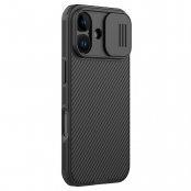 Svart Nillkin CamShield skal till iPhone 17 med skjutbart linsskydd