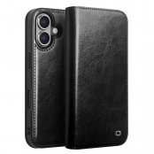 Leather Wallet Case iPhone 16 Black