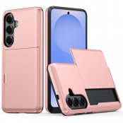 Skal med kortfack i roséguld till Samsung Galaxy S26 – framifrån och bakifrån