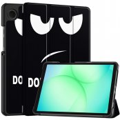 Samsung Galaxy Tab A11 fodral med Don't Touch Me-tryck i svart, tri-fold design