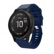 Garmin Fenix 8 43mm med blått silikonarmband – framsida