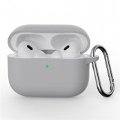 Grått silikonskal med karbinhake för Apple AirPods Pro 3 – stilrent och funktionellt