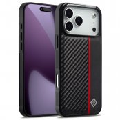 LC.IMEEKE skal med kolfiberdesign till iPhone 17 Pro Max – svart med röd detalj