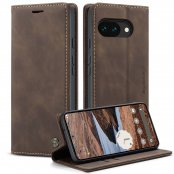 CaseMe Slim plånboksfodral i brun färg till Google Pixel 10a – fram- och baksida