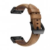 Äkta brunt läderarmband till Garmin Fenix 8 43mm med justerbart spänne