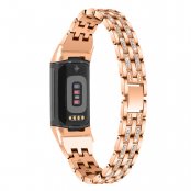 Köp Dual Rhinestone Armband Fitbit Charge 5 Roséguld Online