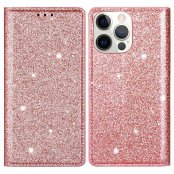 Köp Glitter Plånboksfodral iPhone 14 Pro Roséguld Online