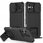 Kickstand Skal iPhone 16 Kameraskydd Svart