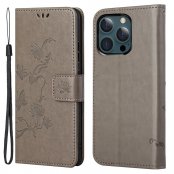 Läderfodral Fjärilar iPhone 13 Pro Max Grå - Techhuset.se