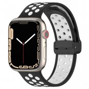 Köp Silikonarmband Sport Apple Watch 42/44/45/49 mm Svart/Vit Online