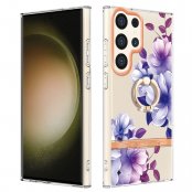 Köp Skal Med Ringhållare Samsung Galaxy S24 Ultra Lila Blommor Online