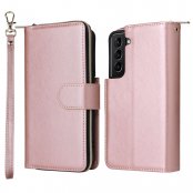 Köp Zipper Magnet Leather Wallet Samsung Galaxy S23 Roséguld Online