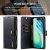 Öppen vy av DG.MING wallet case för iPhone 17 Air i svart läderdesign
