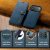 Textur och finish i blå läderlook – DG.MING magnet wallet till iPhone 17 Pro
