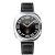 Frontal vy av Galaxy Watch Ultra (2025) med svart läderarmband i klassisk stil
