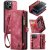 CaseMe Multi-Slot 2 i 1 Plånboksfodral iPhone 13 Röd