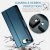 Stilrent blått CaseMe Slim fodral i läderstil för iPhone 17e