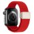 Apple Watch 38/40/41mm med rött elastiskt vävt nylonarmband visad från sidan