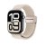 Beige elastiskt vävt nylonarmband för Apple Watch Series 11 46mm, framifrån
