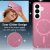 Transparent rosa glitter-skal till Samsung Galaxy S26 med tydlig MagSafe-ring