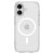 Baksidan av iPhone 17 med genomskinligt Spigen Ultra Hybrid MagSafe Clear White skal