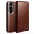 Qialino brunt läderfodral till Samsung Galaxy S26 Plus – elegant plånboksdesign