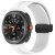 Framsida av Galaxy Watch 8 44mm med vitt magnetiskt silikonarmband monterat