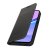 Fodral i svart äkta läder till Samsung Galaxy A17 öppnat delvis från sidan