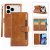 Plånboksfodral Multi-Slot i cognac till iPhone 17 Pro – komplett set med kortfack och handledsrem