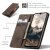 Galaxy A37 placerad i brunt plånboksfodral CaseMe Slim i visningsläge