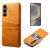 Läderskal Kortfack Samsung Galaxy S24 FE Cognac