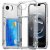 iPhone 16e i transparent kortfacksskal med inbyggt kickstand