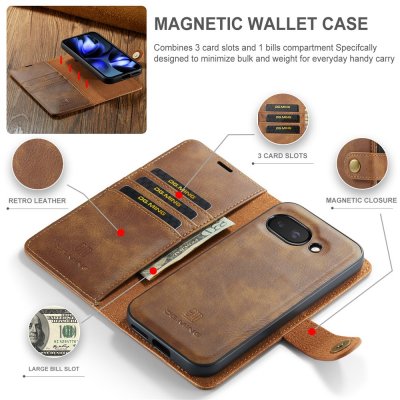 Produktbild på Google Pixel 9a fodral i cognac med avtagbart magnetiskt skal