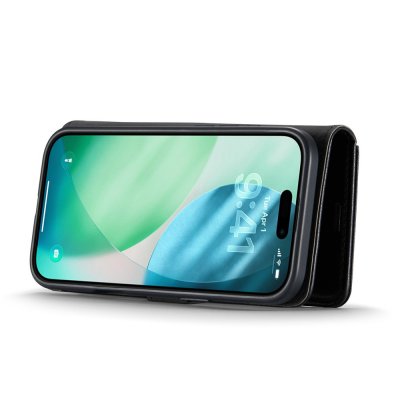 Svart plånboksfodral i läder från DG.MING till iPhone 17 Air