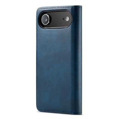 Baksida stängd vy av blått DG.MING 2-i-1 magnetplånboksfodral till iPhone 17 Air