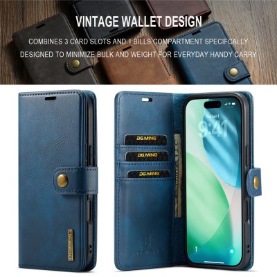 DG.MING plånboksfodral i blått med elegant läderlook till iPhone 17 Air