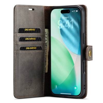 Öppen vy av DG.MING magnetwallet med kortplatser till iPhone 17 Air