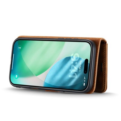 Öppet DG.MING plånboksfodral för iPhone 17 Air som visar skärm och kortplatser
