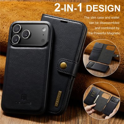 Tre-i-ett-funktionalitet – skydd, plånbok och magnetisk användning – iPhone 17 Pro Max svart case